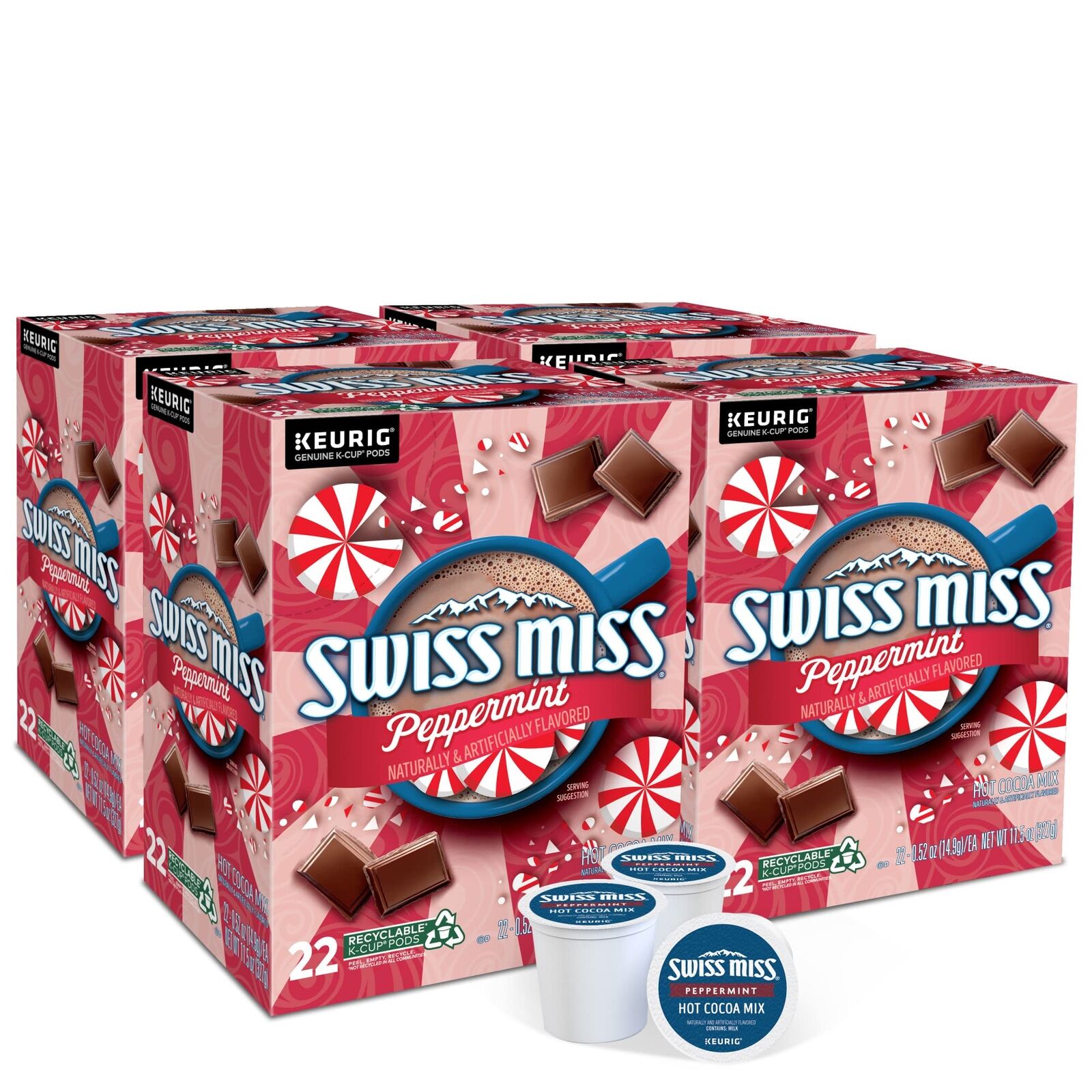 Swiss Miss KCup Pods, Peppermint Hot Cocoa 4/22 ct Swiss Miss KCup Pods, Peppermint Hot Cocoa